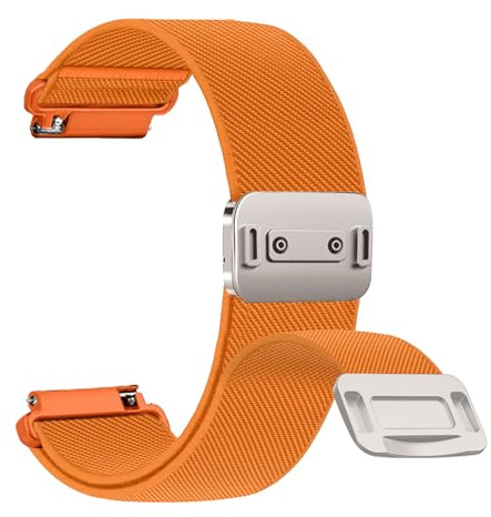 AiMok 20 mm nylonrem för män kvinnor, magnetiskt lås, töjbart elastiskt sportband för 20 mm – orange