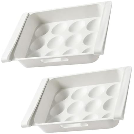 BESPORTBLE Boîte à Œufs en Plastique Blanc 12 Cases pour Réfrigérateur, Organiseur D'œufs à Grosse Capacité, Gain de Place et Rangement Tiroir la Cuisine