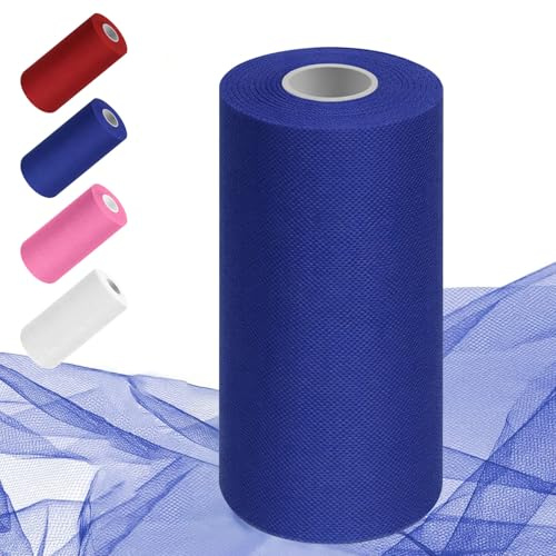 Tylltyg 30 cm x 91,4 m, tylltyg metervara bröllop tyll dekoration tyllband rullar för gör-det-själv hantverk tutu kjol hantverk båge fest bröllop dekoration present (blå)
