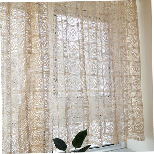 Cortinas bohemias, 39 x 71 pulgadas, cortinas de encaje retro huecas, elegante filtrado de luz, ganchillo de algodón para patio, dormitorio, sala de estar, decoración de ventanas, adornos de jardín