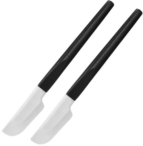 2 Pieces Small Dough Scraper, Dough Scraper Narrow Small Kitchen Scraper Small Scraper with Wooden Handle 23cm Black for Bakery, Restaurant, Kitchen at Home, Cafe