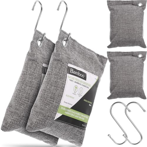 PLAFOPE Set di Sacchetti di Carbone di Bambù Attivato per Purificare Aria e Assorbire Umidità, Materiale Non Tessuto, per Casa e Ufficio, Confezione