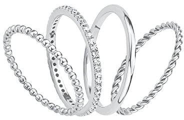 s.Oliver Damen-Ring-Set 925 Silber rhodiniert Zirkonia weiß Gr. 56 (17.8) - 2015041