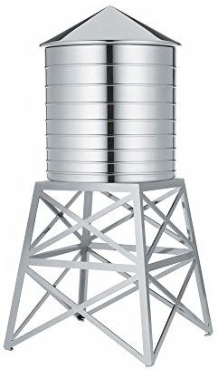 Alessi DL02 Water Tower Behälter - Edelstahl 18/10 glänzend poliert mit Aufsatz., 12,00 x 12,00 x 27,00 cm