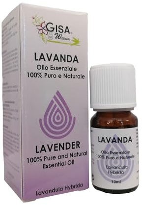 Gisa Wellness - LAVANDA - Aceite Esencial Convencional - 100% Puro y Natural - [10ml] - Ideal para Aromaterapia y Cuidado Personal - Indicado para uso interno - Difusión Ambiental - Made in Italy