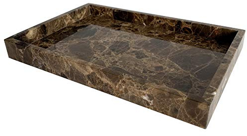 StonePlus Natural Marble Storage Vanity Tray, Cosmetics Jewelery Tray, Kitchen Organizer, Coffee Table Tray (Coffee Net, 11.8L x 7.87W x 1.18H)