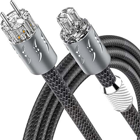 Viborg Netzkabel High End Stromkabel 1.8 Meter Kupfer Schirmung mit Schukostecker & Kaltgerätekupplung für Subwoofer, Verstärker, DV/AV