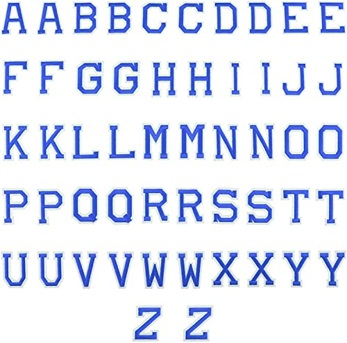LUTER 52-teiliges Bügelbild zum Aufbügeln, Alphabet-Applikationen, mit dekorativen Reparaturflicken, Buchstaben A-Z, bestickt, für Hüte, Schuhe, Taschen (blau)