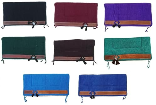 NETPROSHOP Pferd Sattelunterlage Western Pad mit weichem Webfell und Lederverzierung Full, Farbe:Schwarz