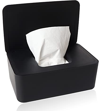 Feuchttücher Box, Feuchtes Toilettenpapier Box Feuchttücherbox Schwarz, Feuchttücher Box Baby, Aufbewahrungsbox Kunststoff Feuchttücher Spender mit Deckel für Zuhause und Büro