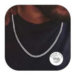 Men & Women Silver Chain Necklace for Boys 18 inch Curb Link Chain Gift