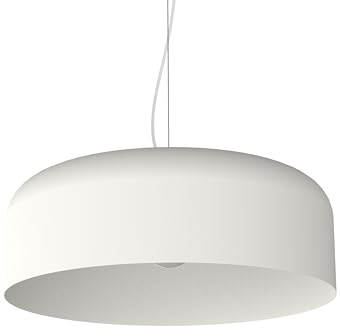 L+ Lampadario a Sospensione Moderno Cilindro in Metallo - Diametro 50cm Attacco E27 - Made in Italy - per Cucina e Soggiorno (Bianco, 50cm)