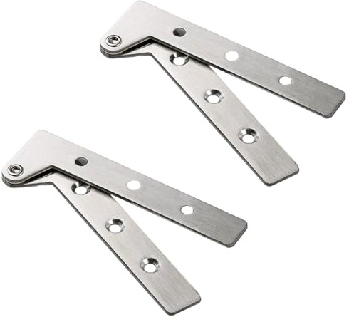 Lot de 2 charnières pivotantes de porte, charnières ouvertes à 180 degrés en acier inoxydable, quincaillerie de porte pliante pour armoire (100 mm)