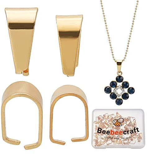 Beebeecraft 120 Stück 2 Größen 18 Karat Vergoldetes Pinch Bails 6/7mm Kleine Anhänger Pinch Bail Clip Halskette Verschlüsse Für DIY Schmuckherstellung