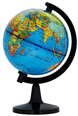 Exerz Globo Terráqueo 10cm - Mapa en Inglés - Educativo Globo Girable Decoración de Escritorio - Mapa Político Geográfica/Moderna