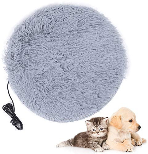 Wakects Wärmematte für Hunde und Katzen, 40 x 40 cm, abnehmbar und waschbar, Wärmedecke für Haustiere, Bett für Hunde und Katzen (Grau-Silber)