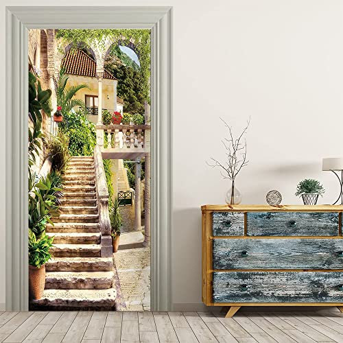 VIRANDA 3D Türtapete Selbstklebend Türposter - Treppe- Türaufkleber Türklebefolie 86x200cm