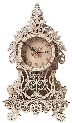 LOVIVER Wanduhr 3D Holzpuzzle Mechanische Uhr Puzzle Spielzeug Mechanische Pendeluhr für Teenager Erwachsene Zimmer Ornament Dekoration