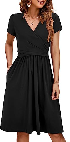 OUGES Women's Wrap V Neck Summer Casual Maternity Nursing Dress(SL-A L)