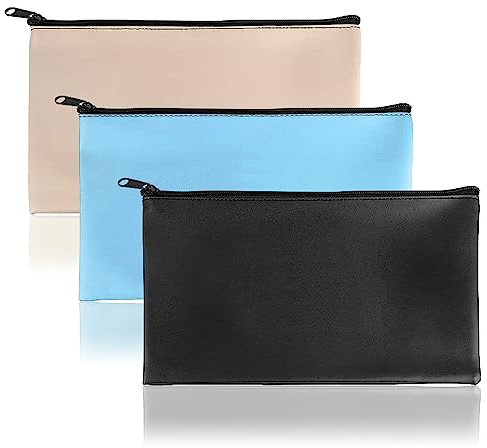 Geldbeutel Bank Taschen, 3 Stück Banktasche, Bankmappe PU Banktasche A5 Dokumente Geldmappe Banktasche mit Reißverschluss 27 x 15 cm für Schule Haushalt Geschäftlich