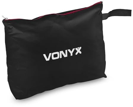 VONYX DB4 - Lona de repuesto para cabina DJ DB4, color negro, con banda de arañazos, lavable, 4 piezas, plegable, ignífugo, con funda para transporte, Negro, Maleta