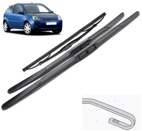 Juego de escobillas limpiaparabrisas delanteras y traseras compatible con Ford Fiesta 5 Hatchback 2003-2008 parabrisas ventana 22+16+11