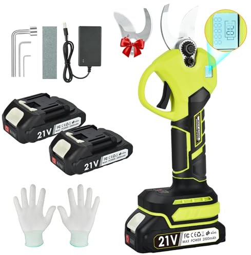 Vothen Electric Pruning Shears with 2Pcs 2.0Ah Batteries - 21V Cordless Battery Secateurs for Effortless Tree Trimming - Cuts Branches up to 30mm Diameter - Garden Pruner Scissors