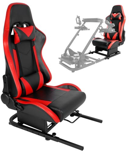 Anman Racing Simulator Cockpit with Red Seat Fit for Minneer Dardoo Flight Sim Game Chair with Neck Pillow Lumbar,Seat Belt Drilling Support for DIY (Not Included Wheel Shifter Pedal)