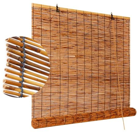 Sichtschutz Outdoor Bambusrollo Wetterfest Bambus Rollos 55 60 85 95 100 115 120 135 140 150 160 175 180cm Breite Sichtschutz Sonnenschutz Bambus Jalousie Vorhang Innen, Außen, Retro Raffrollos
