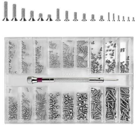 Gentpovth 18 Sortes Tailles de Vis Miniatures de Qualité Supérieure - 500 Pièces Avec Tournevis Cruciforme Pour Réparation et Travaux de Précision - Têtes Fraisées et Plates