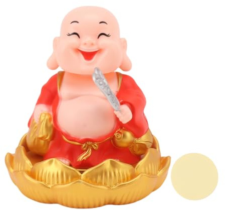HERCHR Anti-Stress Buddha, Solar-Nickende Maitreya-Statue, Lachender Buddha, Ornament Für Auto, Zuhause, Büro, Dekorationen