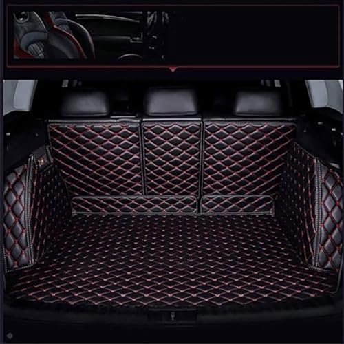 BLAFT Auto Kofferraummatte für Jeep Compass 2017-2020 Ohne Audio, rutschfest Staubdicht Kofferraum Schutzmatte Antirutschmatte Auto Kofferraum Matte All-Inclusive Nach Maß,BlackRed