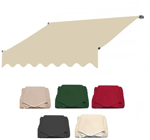 LXRHLIKG Ersatz für Einziehbaren Klemmmarkise Stoff, Außen Klemm Markise aus PU-Beschichtetem Polyestergewebe mit Wasser- und Sonnenschutz(Color:Beige,Size:157/400cm)