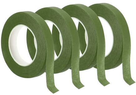 PATIKIL 30 Yardas de Cintas Florales 4 Rollos de Cinta de Papel Crepé para Envolver Tallos de Flores Impermeable Cefluvio Verde Hierba (27 Metros)