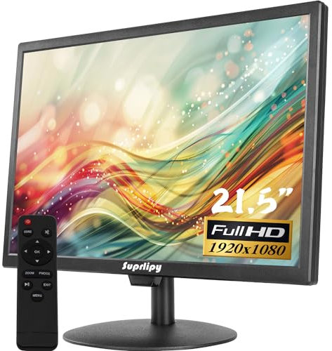 Suprlipy 21,5 Zoll FHD Mini LCD-Display 1920x1080 60Hz 16:9 BNC VGA HDMI AV mit USB-Eingang Eingebauter Lautsprecher für CCTV DVR PC Spielkonsole Sicherheitskamera