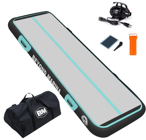 BEYOND MARINA Turnmatte Aufblasbar, Air Matte Track, Air Tracking Matte, 3m 4m 5m 6m Gymnastikmatte Tumbling Matten 10/20cm hoch mit pumpe für Zuhause, Trainingsmatte, Fitnessmatte, Yogamatte