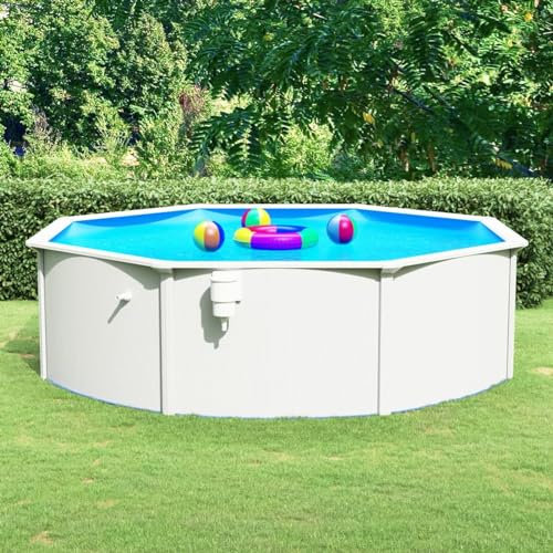 Homgoday Décoration de meubles, piscine avec murs en acier rond 460 x 120 cm blanc meubles d'intérieur/extérieur pour salon bureau