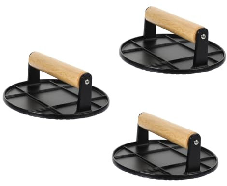 PRETYZOOM 3 Piezas Plato para Hornear y Freír Tocino para Hamburguesas Fabricante De Hamburguesas De Cocina De Hamburguesas Molde para Hacer Empanadas De Parrilla Madera