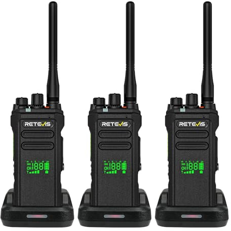 Retevis NR30D Walkie Talkies Long Range, Noise Cancelling 2 Way Radio | IP67 DMR Walkie Talkie, 2800mAh, Noise Reduction, Group Call, AES256 Moto Compatible, for Factory Construction, Black 3Pcs
