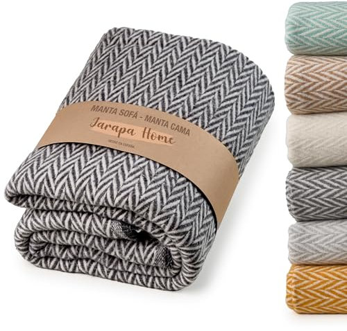 Plaid canapé élégant et durable, couverture multiusos pour lit et canapé, plaid grande taille, jeté de canapé en 100% coton, idéal pour l’hiver et l’automne (Gris Foncé, 130x180 cm)