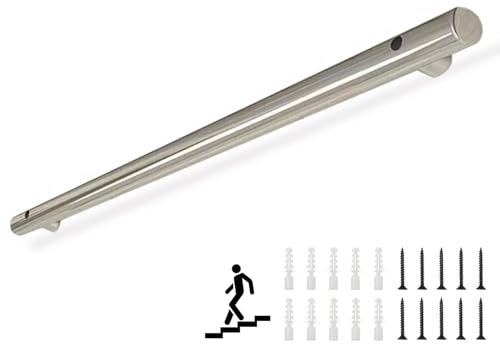 Treppengeländer-Set aus Edelstahl, 250 cm, Wandhalterung, Treppengeländer, Handlauf für Außen- und Innenbereich, Treppengeländer, Sicherheit, rutschfester Haltegriff mit Halterungen, 30 x 600 cm Länge
