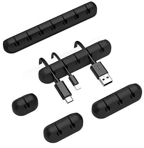 5 Stück Kabelhalter Kabelclips Selbstklebend Kabel Organizer Set Kabelmanagement Vielzwecke Kabelführung für Büro Schreibtisch Schreibtisch, Netzkabel USB Ladekabel (Schwarz)