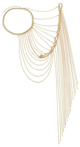 Niaspi Gold Tassel Shoulder Chain Choker Necklace for Women Fashon Personalized Boho Link One-shoulder Harness Beach Arm Bra Body Chain Bohemian Long Multilayer Unique Sexy Party Accessories Jewelry
