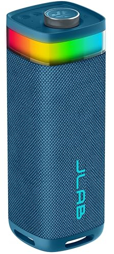 JLab JBuds Party Enceinte Bluetooth Portable avec +12H d'Autonomie - Enceinte sans Fil 30W pour l'Extérieur et Voyage avec Lumières RGB, Enceintes Résistantes IP56, Bleu Marine