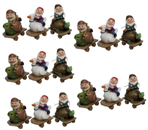 UPKOCH 5 Sätze Freche Gartenzwerge Gnom -Dekorationen Garten GNOME Statue Gartenzwerge Im Freien Kleine Zwerge Kleine Gnomenhofdekorationen Im Freien Harz 3 Stücke * 5