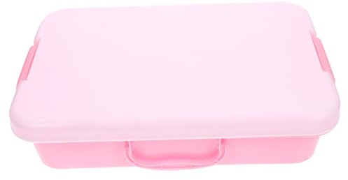 WEKAMOS Caja De Almacenamiento Portátil para Juguetes De Arena con Tapa Bandeja De Arena para Arenero Portátil para Actividades Interiores Diseño Práctico y Color Rosa y Blanco