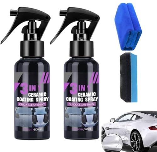 Spray di rivestimento ceramico nano ad alta protezione e rapido, spray di rivestimento ceramico 3 in 1, agente di rivestimento per vernice nano per auto multifunzionale, spray lucidante (2 pezzi)