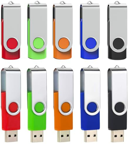 8 Go Cle USB Lot de 10 Clé USB 2.0 Flash Drive Pivotant WISEORANGE | Stockage Disque Mémoire Stick Pendrive avec Lumière LED pour PC, Ordinateur Portable, Autoradios, TV -10 Pièces