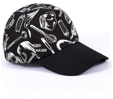 COMPUKAS Casquette Cuisine Noire en Nylon, Chapeau de Chef Pratique Motif Attractif, Lavable et Séchage Rapide, pour Tout Travail en Restauration