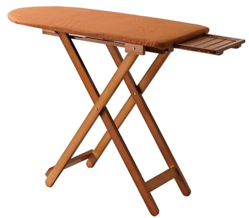 Tabla de Planchar Plegable Extragrande de Madera Maciza, Extra Ancha Mesa Planchar con Soporte de Hierro Extraíble y 3 Alturas Ajustables